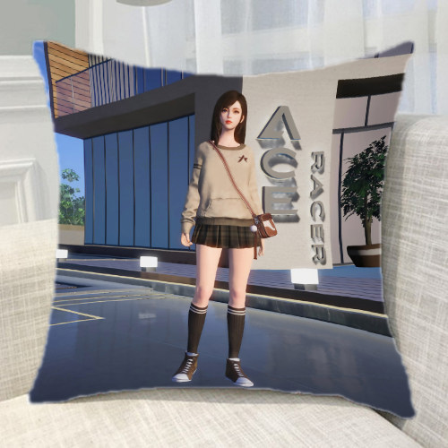 新游王牌竞速百褶裙长腿美女机能猫眠梦抱枕汽车靠垫礼物来图定做