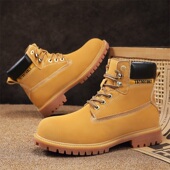 大黄靴男休闲中帮马丁靴户外登山靴复古工装 马丁秋冬新款 美式 靴子