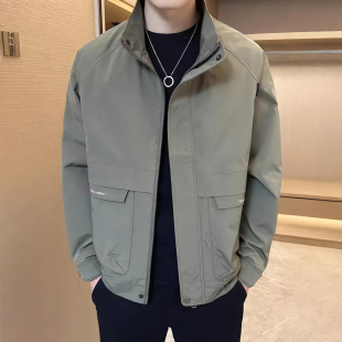 雪溪精品服饰男装春季新款男士百搭休闲外套薄款简约立领夹克上衣
