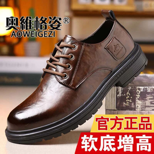 奥维格姿男鞋官方正品真皮2025新款雅丹风商务皮鞋男士休闲皮鞋子