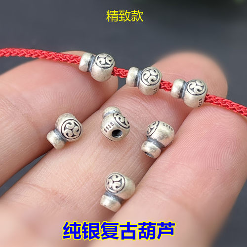 S925纯银迷你塔头葫芦隔珠DIY复古佛塔编织手绳项链DIY文玩配件