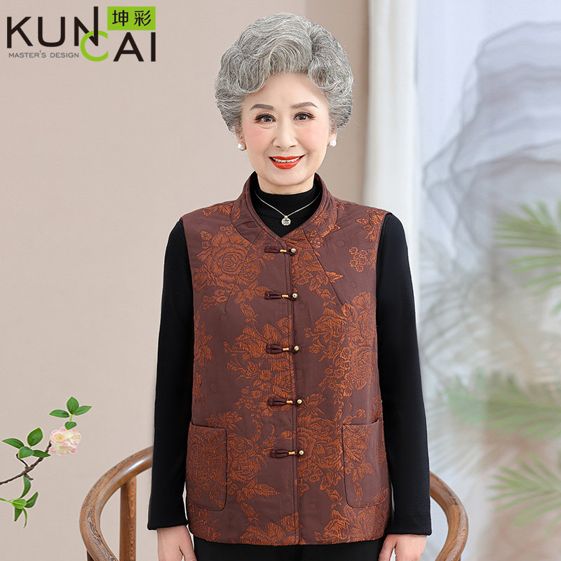 中老年人女装春季马甲奶奶新中式背心新款坎肩妈妈外穿太太装上衣