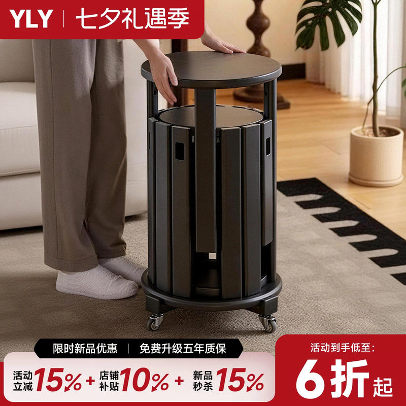 黑色叠叠乐圆凳轻奢高级感