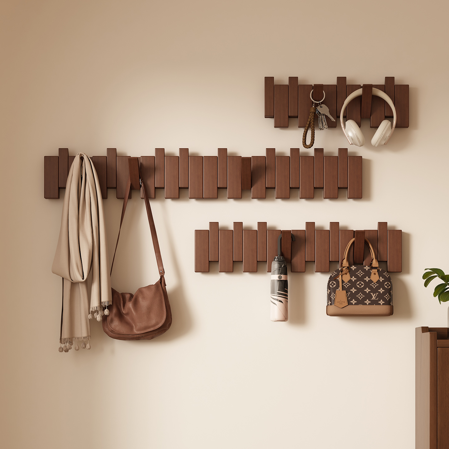 钢琴键挂衣架入户免打孔衣帽架