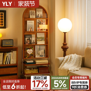 可旋转杂志架穿衣镜可移动试衣镜实木全身镜置物架一体收纳落地镜