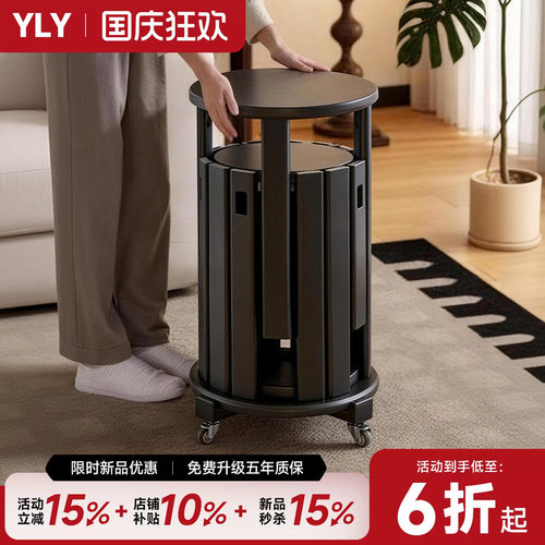 黑色叠叠乐圆凳轻奢高级感