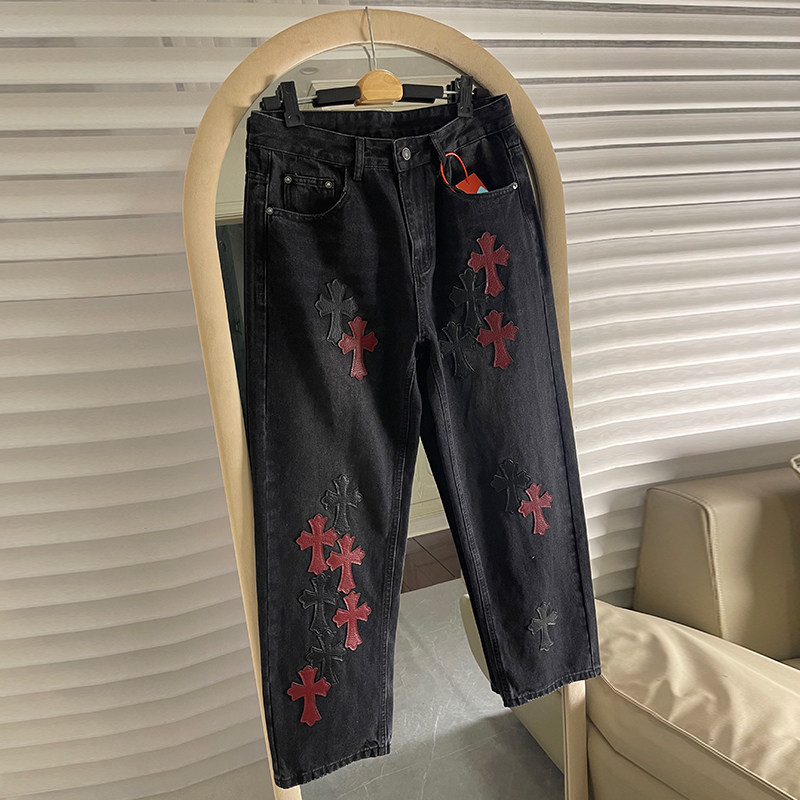 美式复古脏洗废土风阔腿弯刀牛仔裤男潮牌vibe痞帅宽松拖地长裤子
