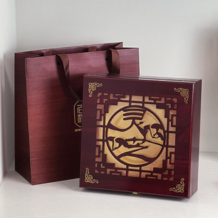 经典镂空灵芝礼盒100克150克野生灵芝片整个灵芝木盒包装盒展示盒