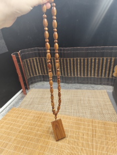 正宗海南黄花梨佛珠长链橄榄珠枣珠搭461无事牌纹理精湛一物一拍