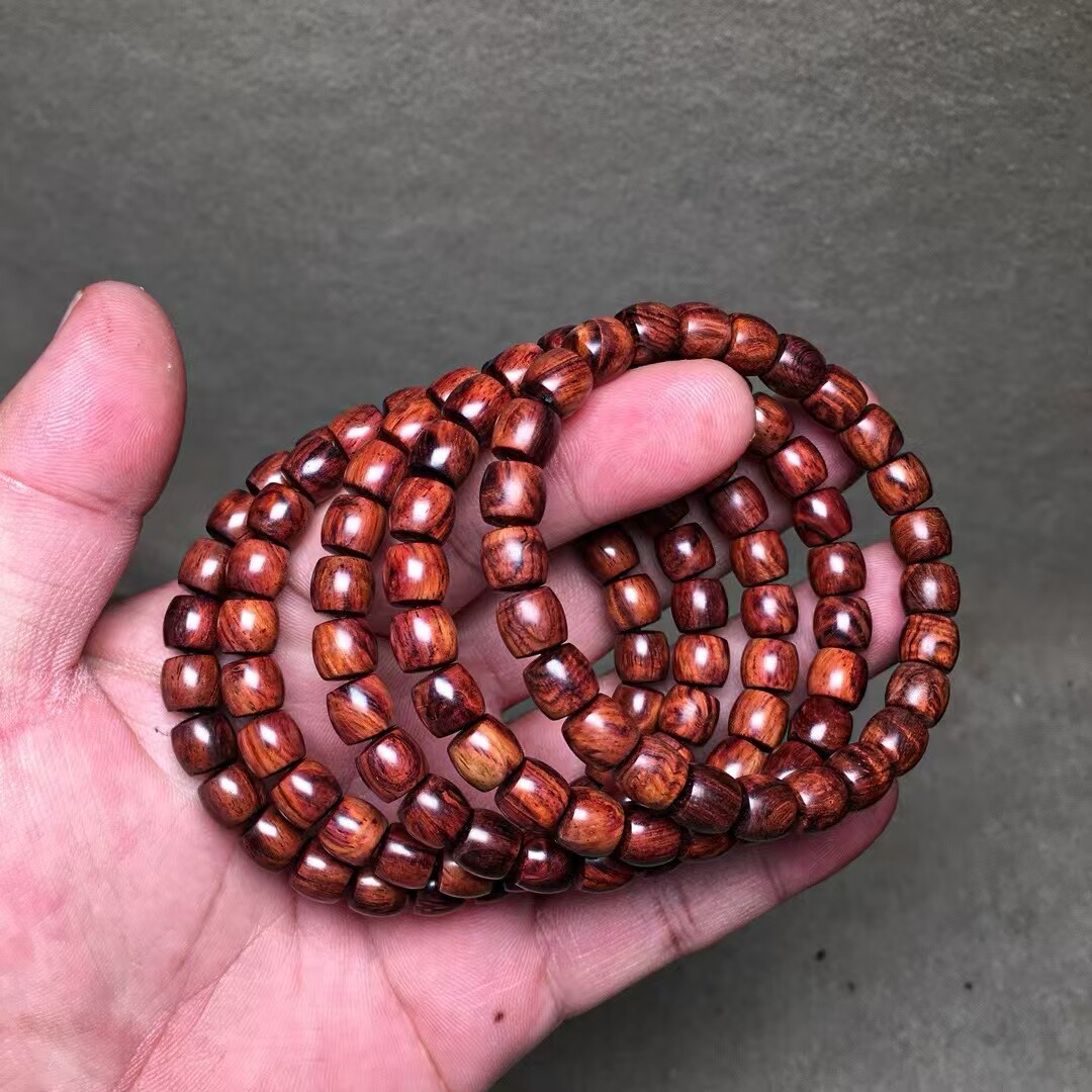 正宗海南黄花梨老料油梨直切珠7*8佛珠手串无胶无腊厂家直销特价