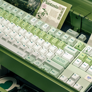 梦键原创青苹果乐园键帽PBT热升华机械键盘周边客制化绿色桌搭