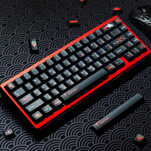 梦键黑红俄文键帽经典黑红配色原厂PBT热升华143键全套机械键盘帽