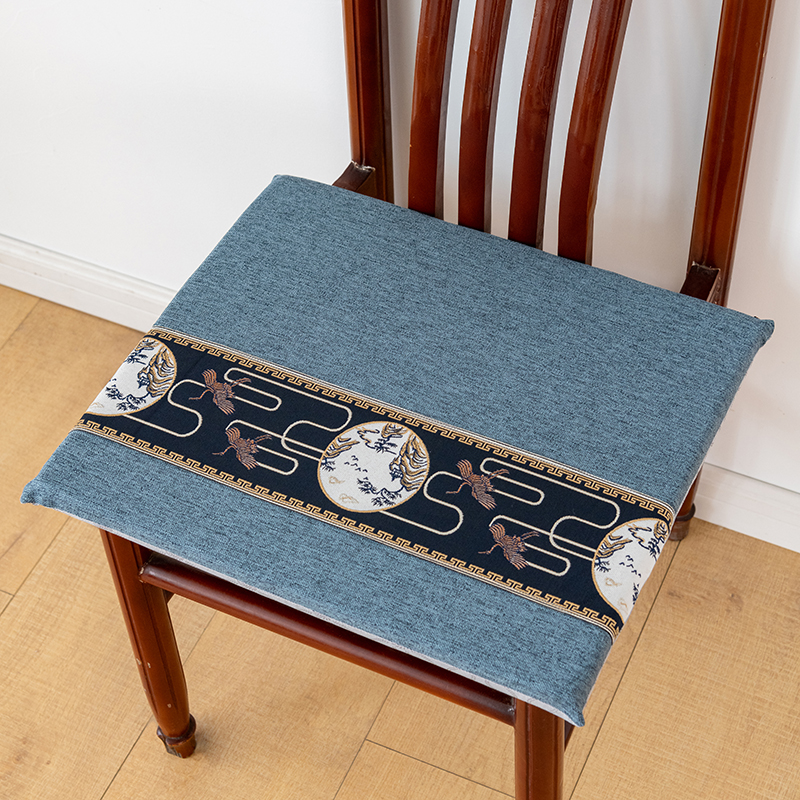 仿麻布料中式刺绣餐椅垫高性价比