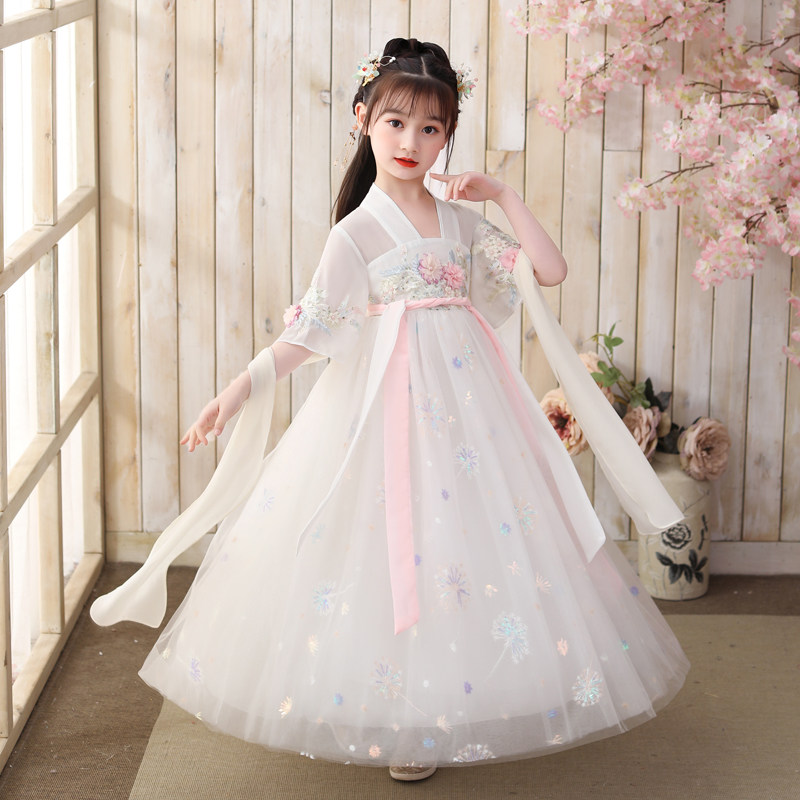 儿童古装汉服中国风超仙襦裙女童古风连衣裙宝宝唐装公主裙飘逸夏