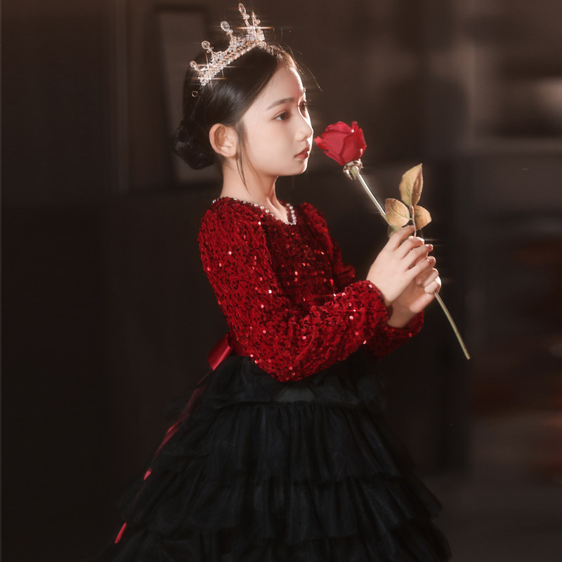 女孩高端洋气连衣裙花童公主裙儿童婚纱主持人晚礼服钢琴蛋糕裙秋,童装/婴儿装/亲子装,儿童礼服,淘宝优惠券,粉丝福利购,淘宝优惠卷