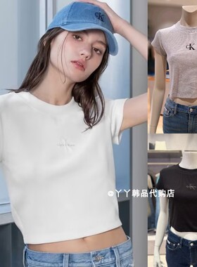 CK JEANS 韩国正品直邮代购26春夏47AB802G女士短款休闲短袖T恤