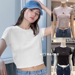 CK JEANS 韩国正品直邮代购26春夏47AB802G女士短款休闲短袖T恤