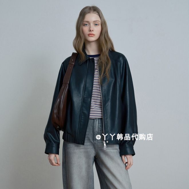 韩国正品直邮代购Mind Bridge 26春M1JP2204女士纯色时尚百搭皮衣