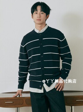 韩国正品直邮代购 Mind Bridge 25秋MZCD6171丁海寅条纹针织开衫
