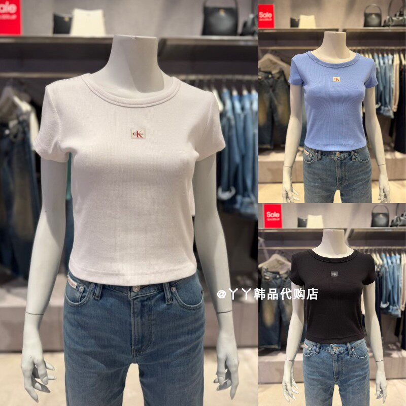 CK JEANS 韩国正品直邮代购25夏47C200G女士时尚百搭短袖休闲T恤