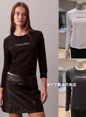 CK JEANS韩国正品直邮代购25秋47D281G女士时尚长袖基本款休闲T恤