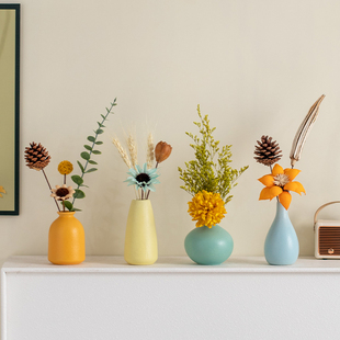 北欧简约陶瓷花瓶摆件客厅插花装饰品家居软装电视柜桌面花器