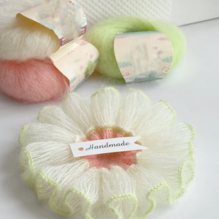 新品 真丝幼马海毛长毛亲肤不扎柔软细线配羊绒羊毛开司米毛线团