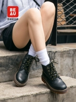 Martens, низкие зимние черные утепленные ботинки в английском стиле, короткие сапоги, из натуральной кожи, в британском стиле, увеличивают рост