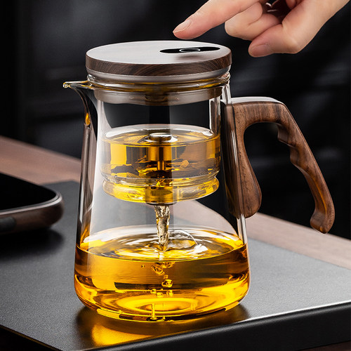 2025电子触控飘逸杯泡茶壶玻璃内胆茶水分离杯耐高温无杆磁吸神器