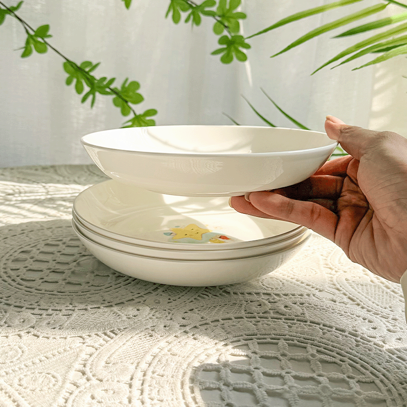 家用骨瓷餐具菜盘子卡通网红可爱陶瓷圆盘子儿童饭盘创意餐具套装