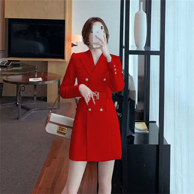 洋气韩版新款女西装外套休闲小西服长款职业装白领总裁气质名媛