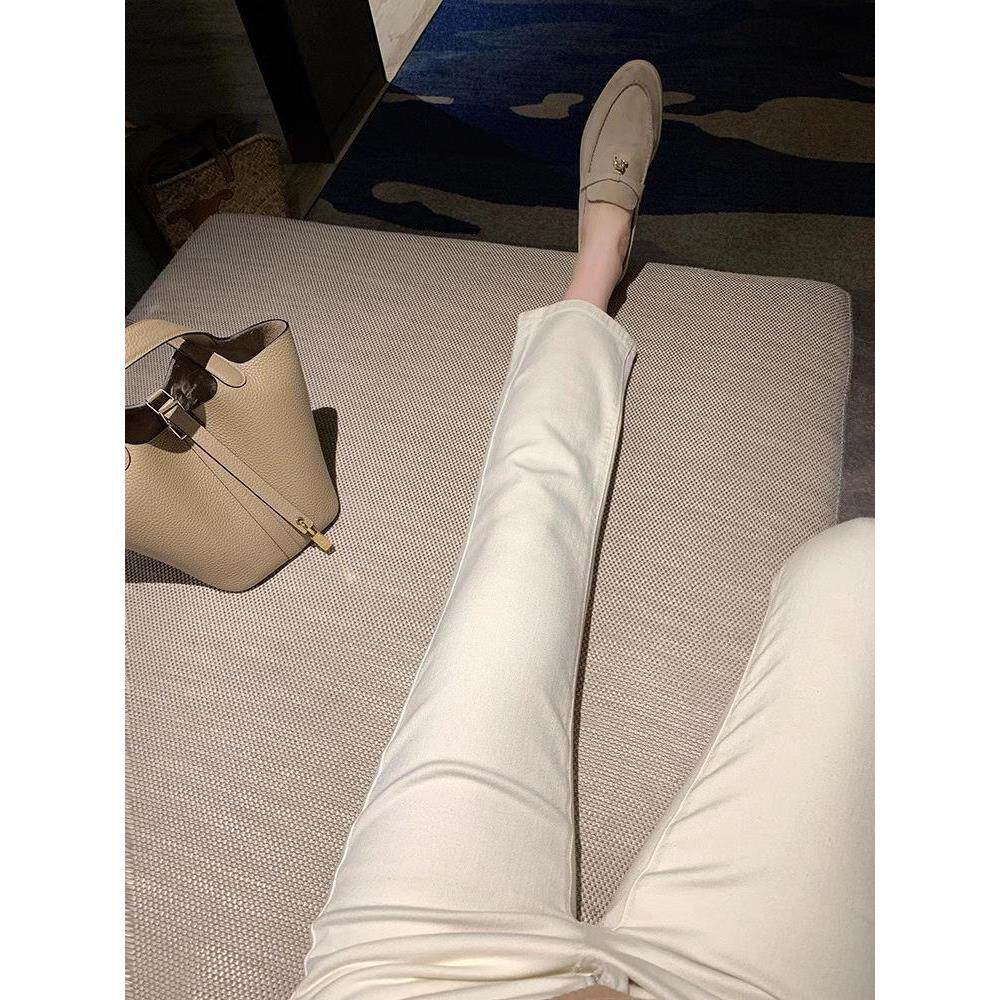 女米牛仔裤小个子2026八九分夏季直筒春秋薄款弹力烟管白色新款裤