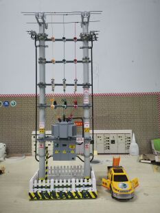 国网双杆台变柱上变压器台架典设台区电杆模型摆件办公室展厅领导