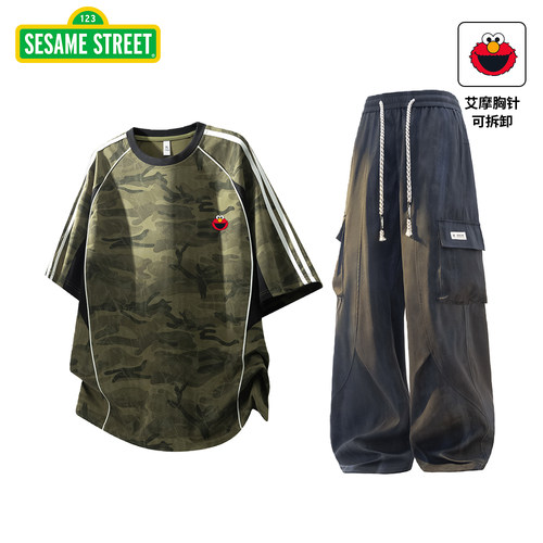 芝麻街官方正品polo领运动套装男