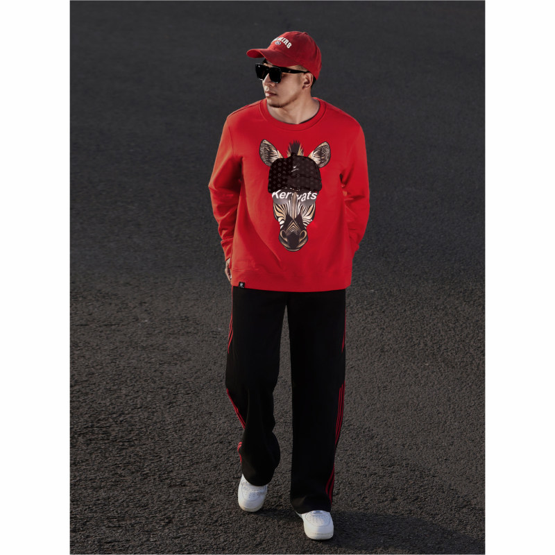 KERWATS品牌大码男装帽子斑马印花潮子加大号马年本命年套头卫衣,男装,大码上装,淘宝优惠券,粉丝福利购,淘宝优惠卷
