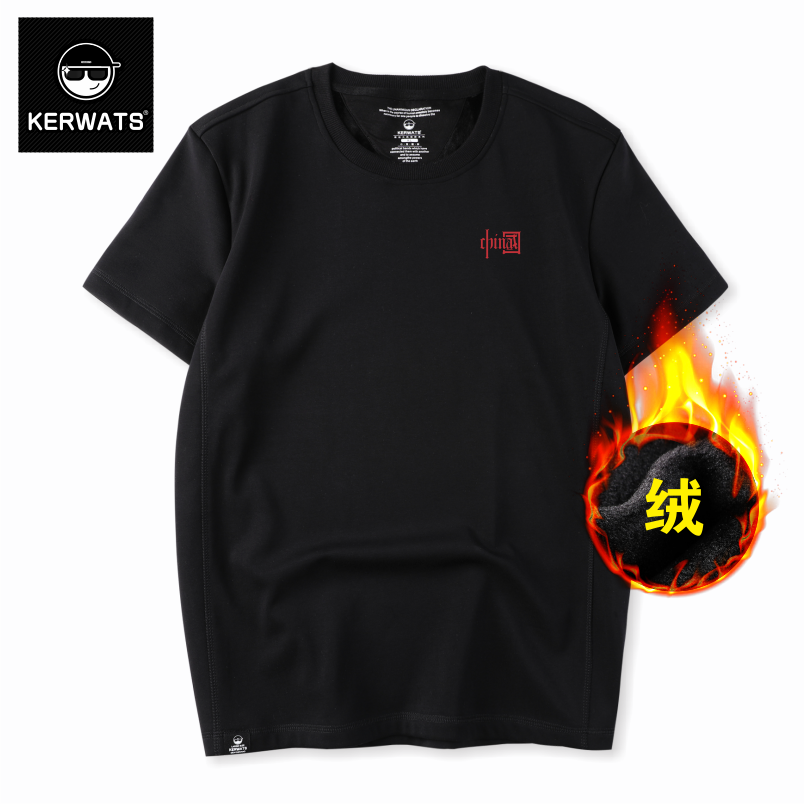 胸花无性别大码打底衫加绒短袖