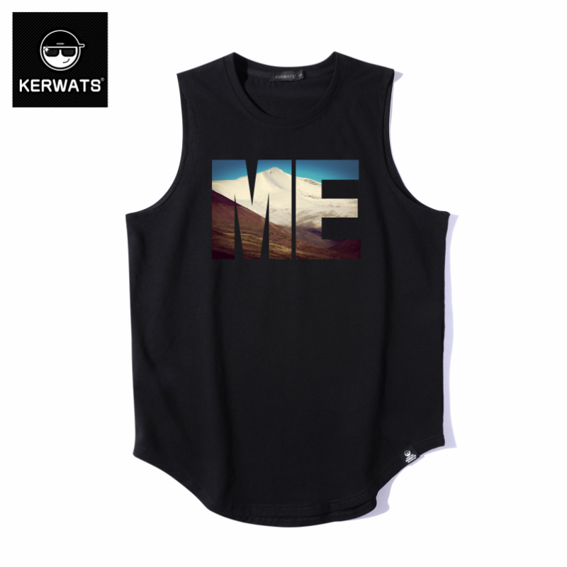 外穿字母印花衣潮运动背心大码