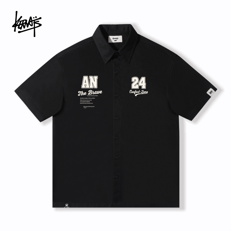 KERWATS可维斯品牌大码男女无性别英文数字印花夏季运动短袖衬衫