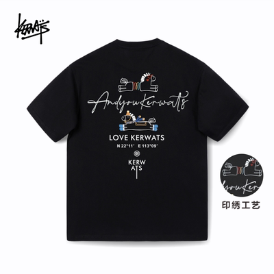 男女款春夏马年刺绣落肩短袖t恤