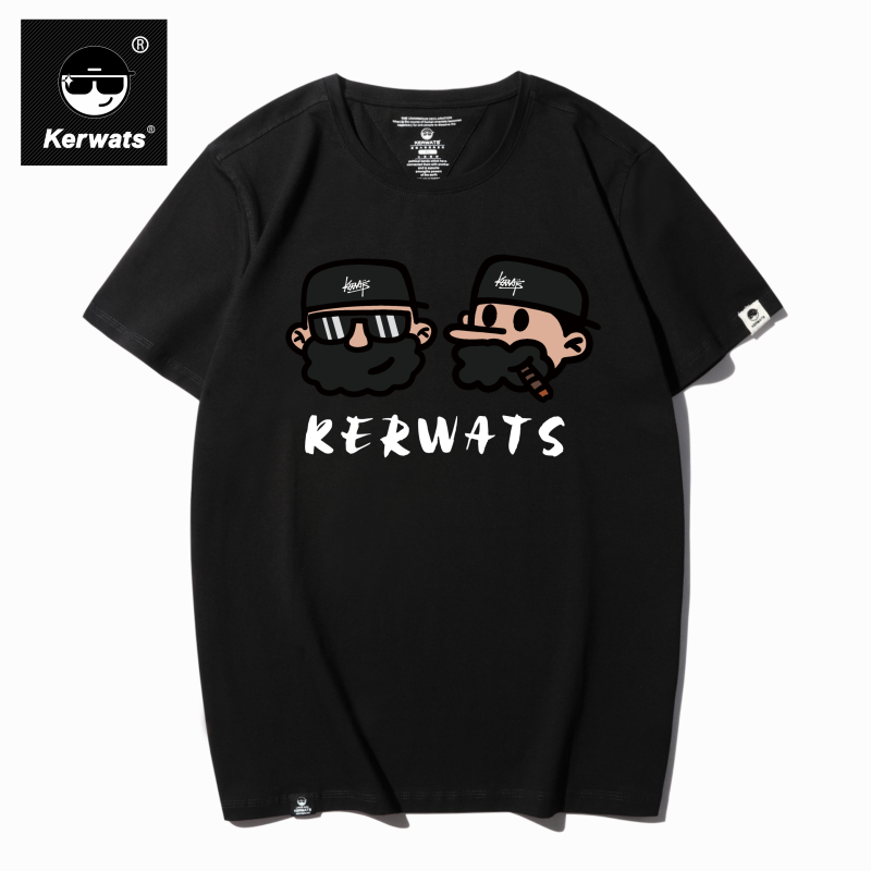 KERWATS可维斯品牌大码男女情侣大胡子头印花夏季休闲百搭短袖T恤