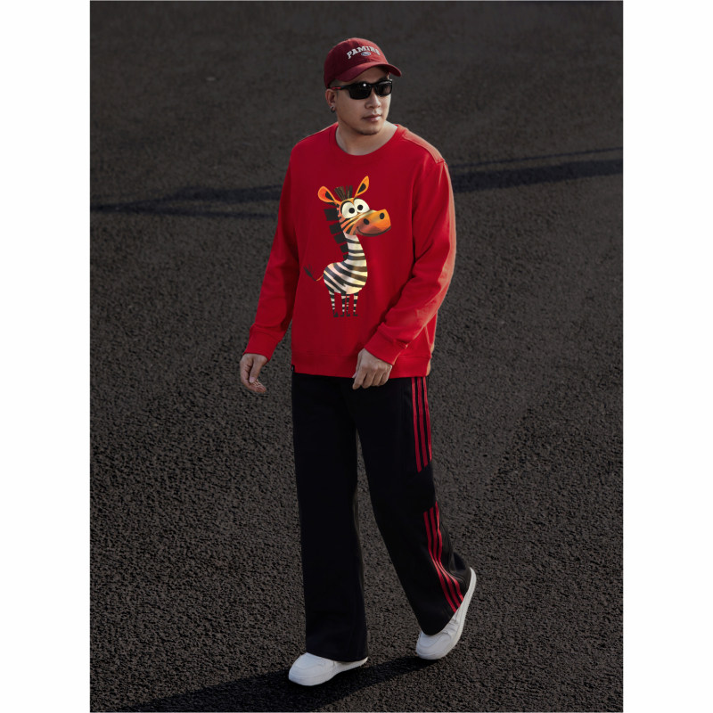 KERWATS品牌大码男装马年本命年斑马印花加肥加大红色型圆领卫衣,男装,大码上装,淘宝优惠券,粉丝福利购,淘宝优惠卷