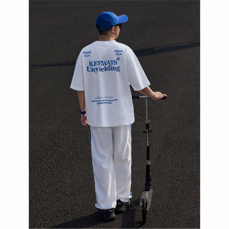 KERWATS品牌大码男装字母印花美式休闲加大号肥佬落肩圆领短袖T恤,男装,大码上装,淘宝优惠券,粉丝福利购,淘宝优惠卷