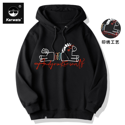 秋冬季男女马年印绣工艺连帽卫衣