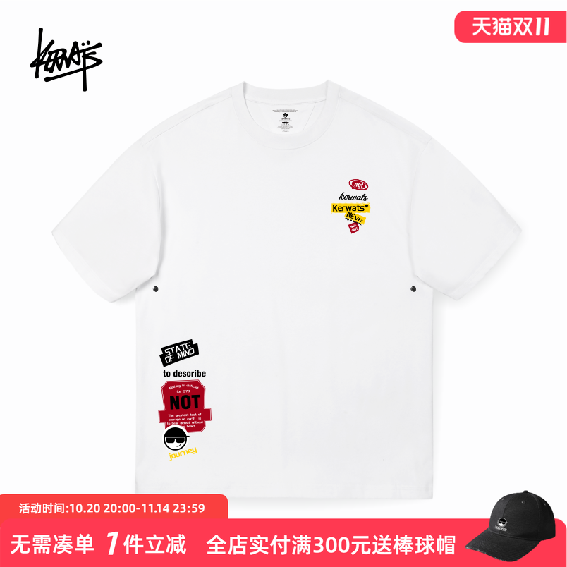 字母印花无性别图标短袖体恤圆领