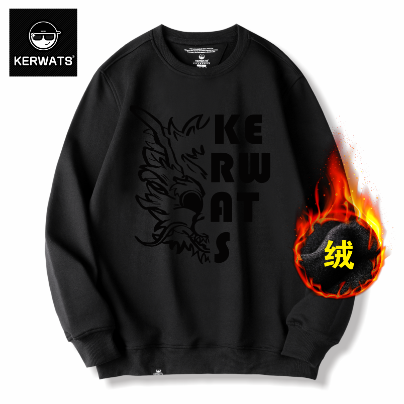 加绒别龙卫衣大码字母印花