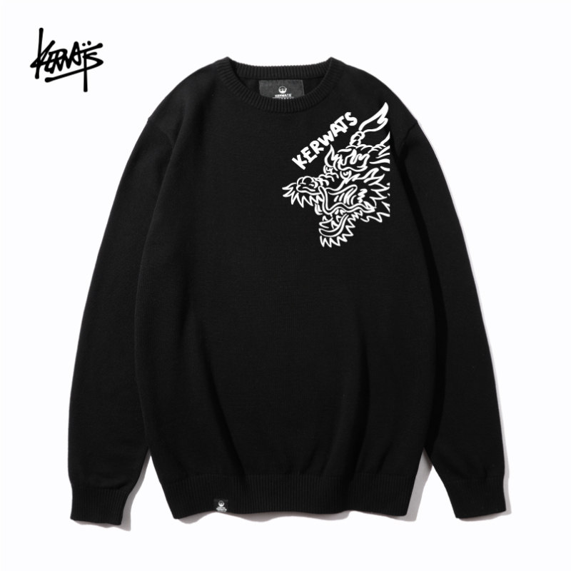 KERWATS可维斯品牌大码男女情侣无性别龙图案印花秋冬针织毛衣,男装,针织衫/毛衣,淘宝优惠券,粉丝福利购,淘宝优惠卷