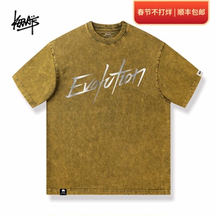 Evolution进化广州演唱会同款谢霆锋短袖t恤磨破洗水做旧应援衣服