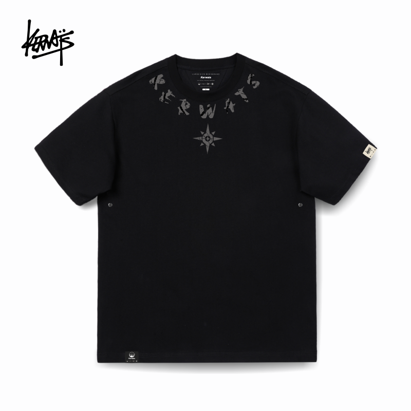 大码无性别短袖领口美式印花