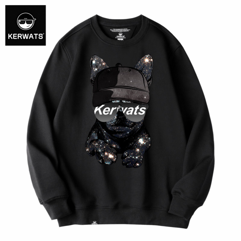 KERWATS新款男女小狗潮牌印花大码针织衫加肥加大情侣新疆棉卫衣,男装,卫衣,淘宝优惠券,粉丝福利购,淘宝优惠卷