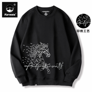 红色圆领卫衣男女情侣装 定制 纯棉印绣花马年春节本命年衣服新年装